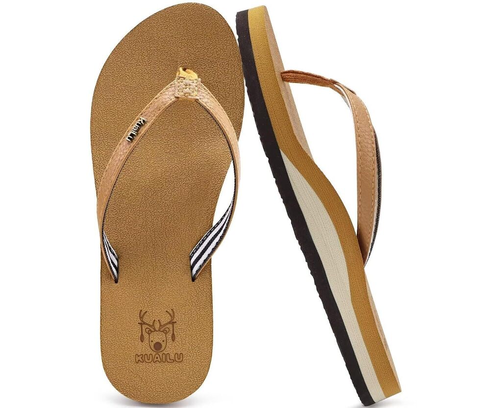 Arch Support Sandals for Women Summer Khaki Size 8